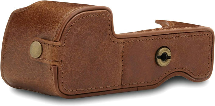 MegaGear MG1642 Ever Ready Kameratasche, Echtleder, kompatibel mit Sony Alpha A6100, A6400 - Braun,