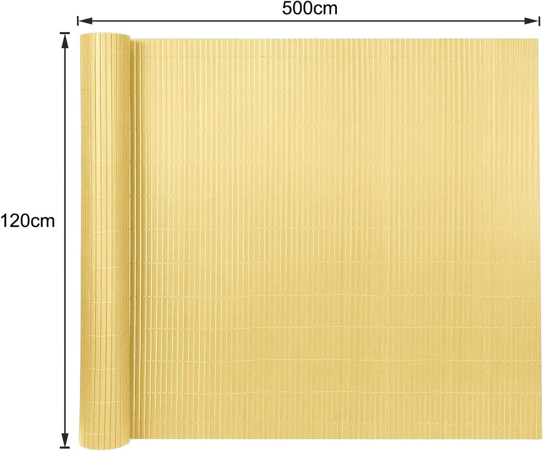 NAIZY PVC Sichtschutzmatte 120x500cm Sichtschutz Garten Sichtschutzzaun Bambus Sichtschutzzaun UV-Sc