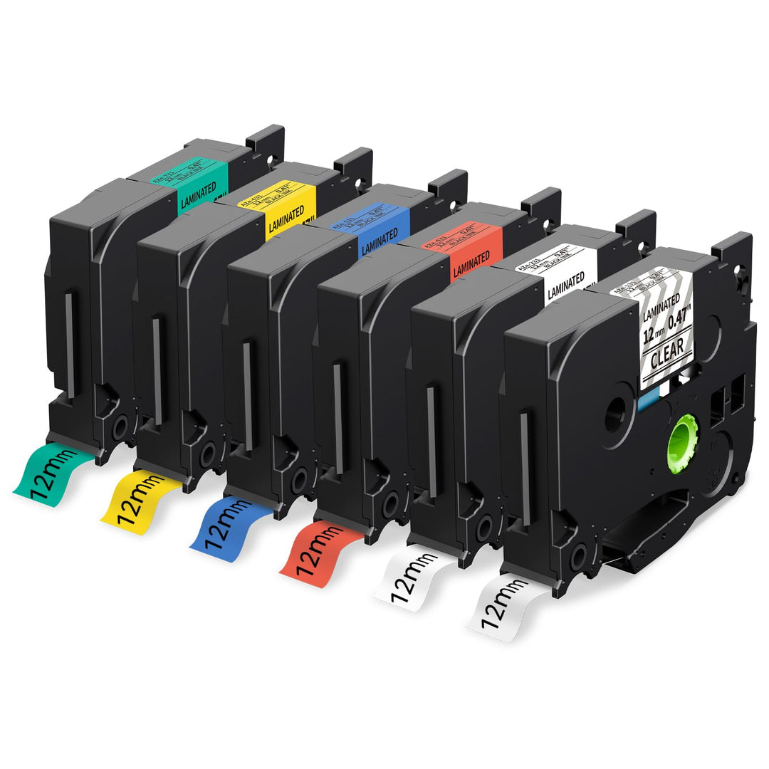 MarkField 6x Kompatible Schriftband als Ersatz für Brother P-touch TZe 12mm 0,47 Etikettenband, für