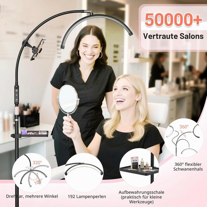 LED Halbmond Wimpern Lampe: Faltbar Wimpernverlängerung Lampe mit 5 Dimmbaren Farben &amp; Drehbar 360°