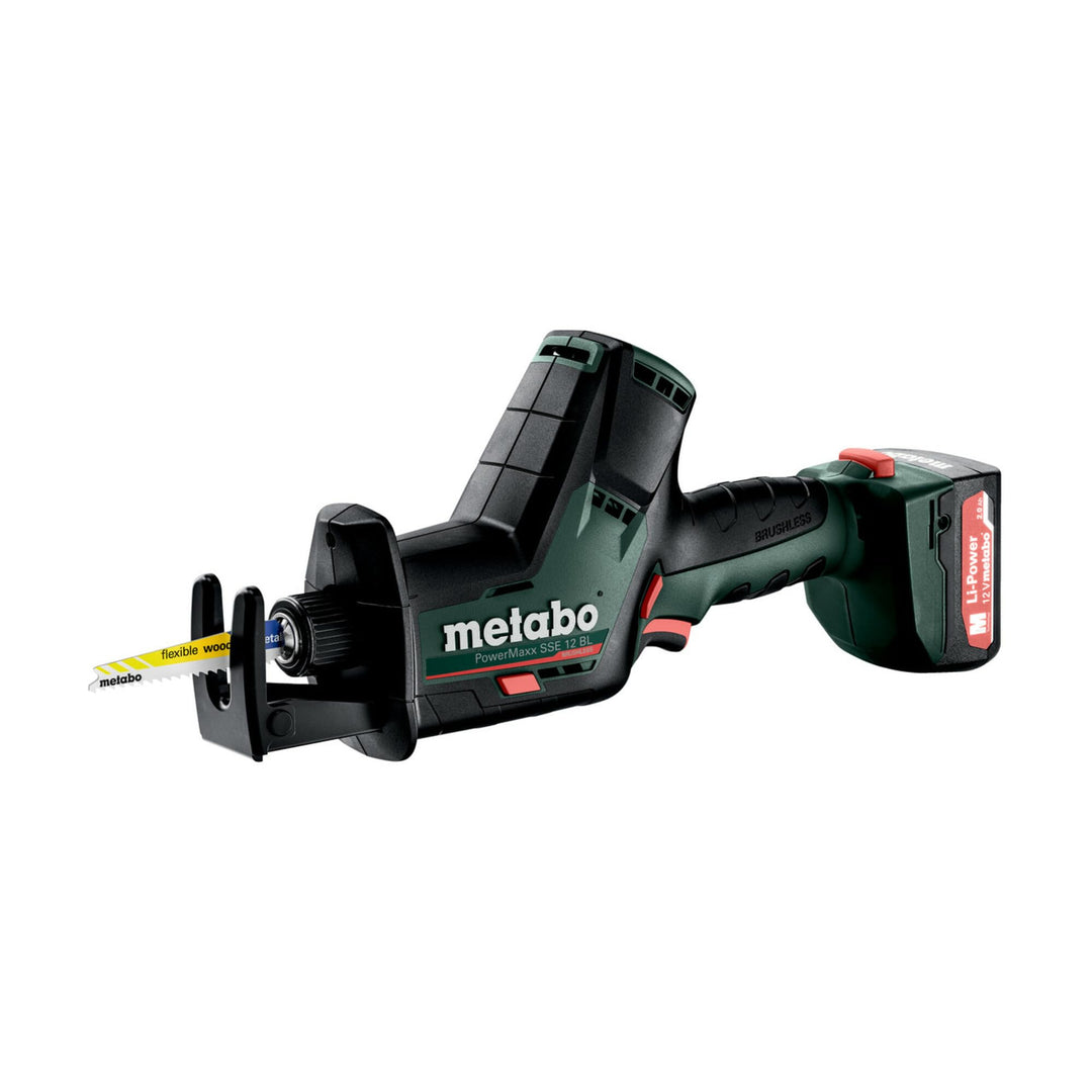 Metabo Akku-Säbelsäge PowerMaxx SSE 12 BL (602322500) Kunststoffkoffer 12V 2x2Ah Li-Ion + SC 30, far