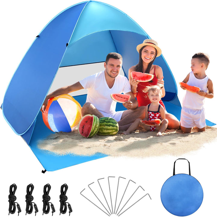 COVACURE Strandmuschel Pop Up XXL Strandzelt für 3–4 Personen, mit UV-Schutz UPF 50+ Ideal für Stran