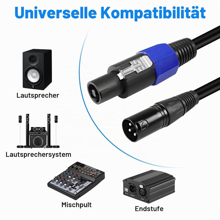 XMSJSIY Speakon zu XLR Kabel Audio Jack Speakon Stecker zu XLR 3Pin Stecker Mikrofon Verlängerung Le