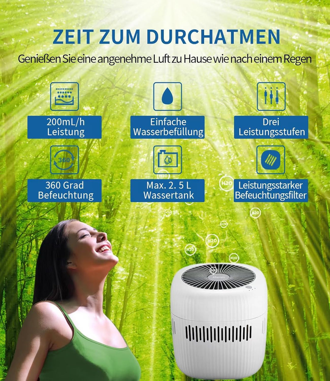 Elbe Inno Luftwäscher Kaltverdunstungs- Luftbefeuchter, Top-Fill Humidifier Luftbefeuchter Schlafzim