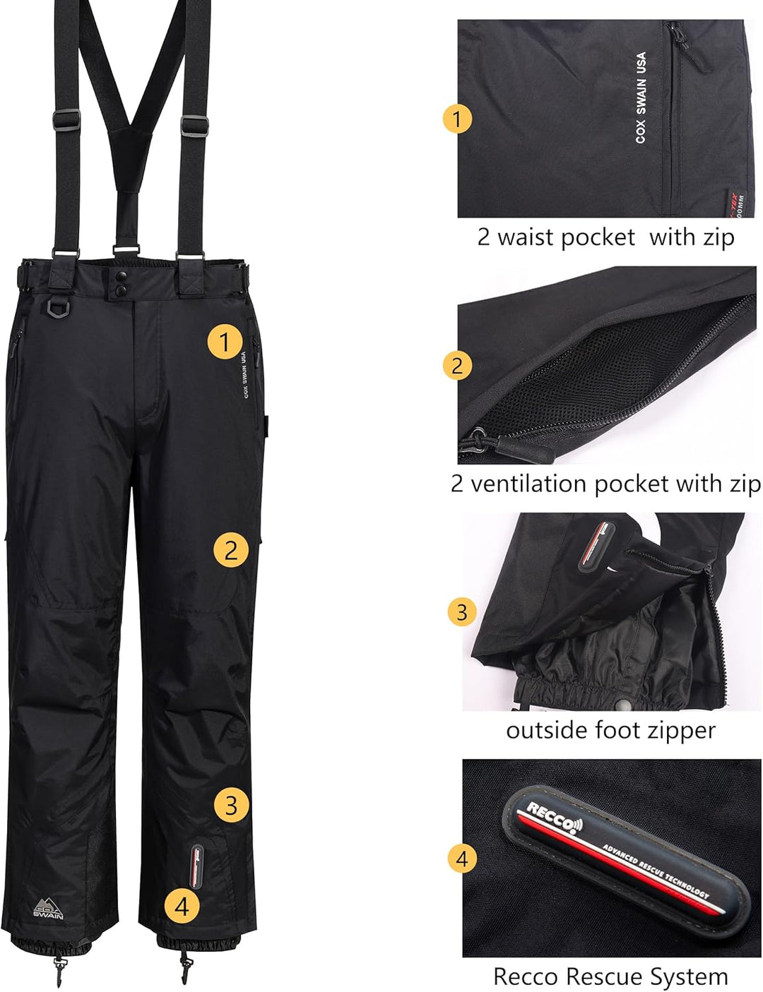 Cox Swain Herren Ski-/Snowboardhose Zermatt 2 - mit RECCO Lawinenreflektor - 15.000mm Wassersäule! X