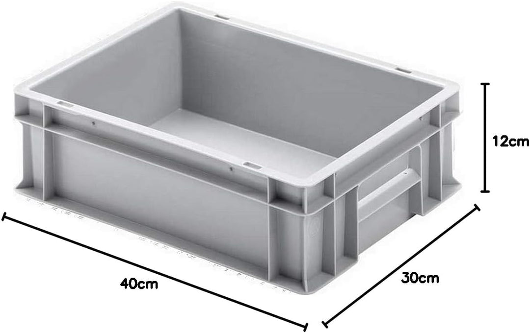 BRB 16x Euro-Stapelbehälter mit 2 Griffleisten, LxBxH 400x300x120 mm, 11 Liter, grau
