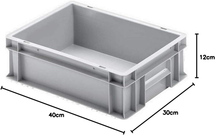 BRB 16x Euro-Stapelbehälter mit 2 Griffleisten, LxBxH 400x300x120 mm, 11 Liter, grau