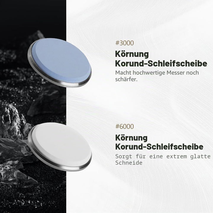 #3000 feine #6000 extrafeine Korund-Schleifsteinscheibe und Leder-Streichriemen, kompatibel mit HORL