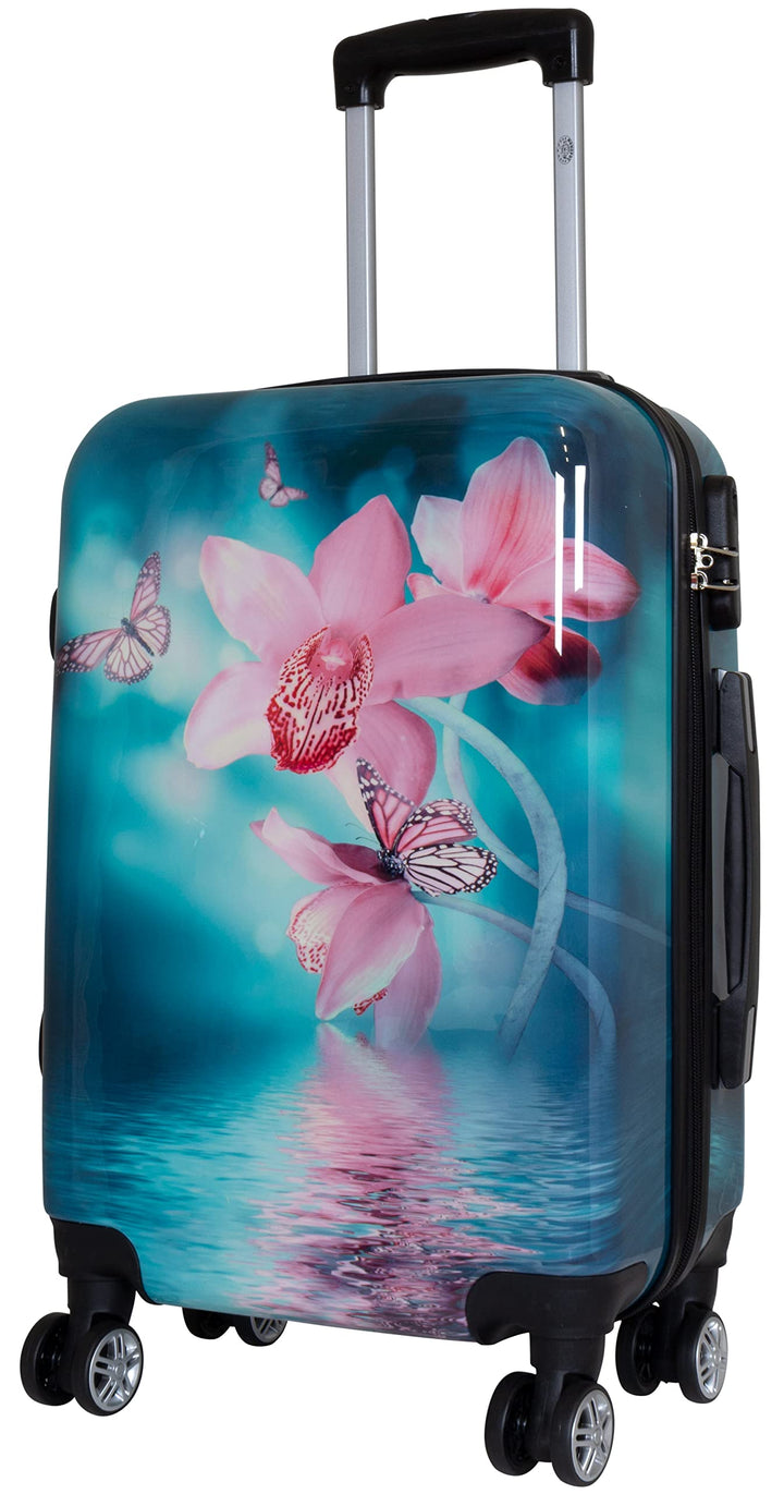 Trendyshop365 Hardcase Handgepäck - Blumen-Motiv Orchidee - 56 Zentimeter 36 Liter 4 Räder Zahlensch