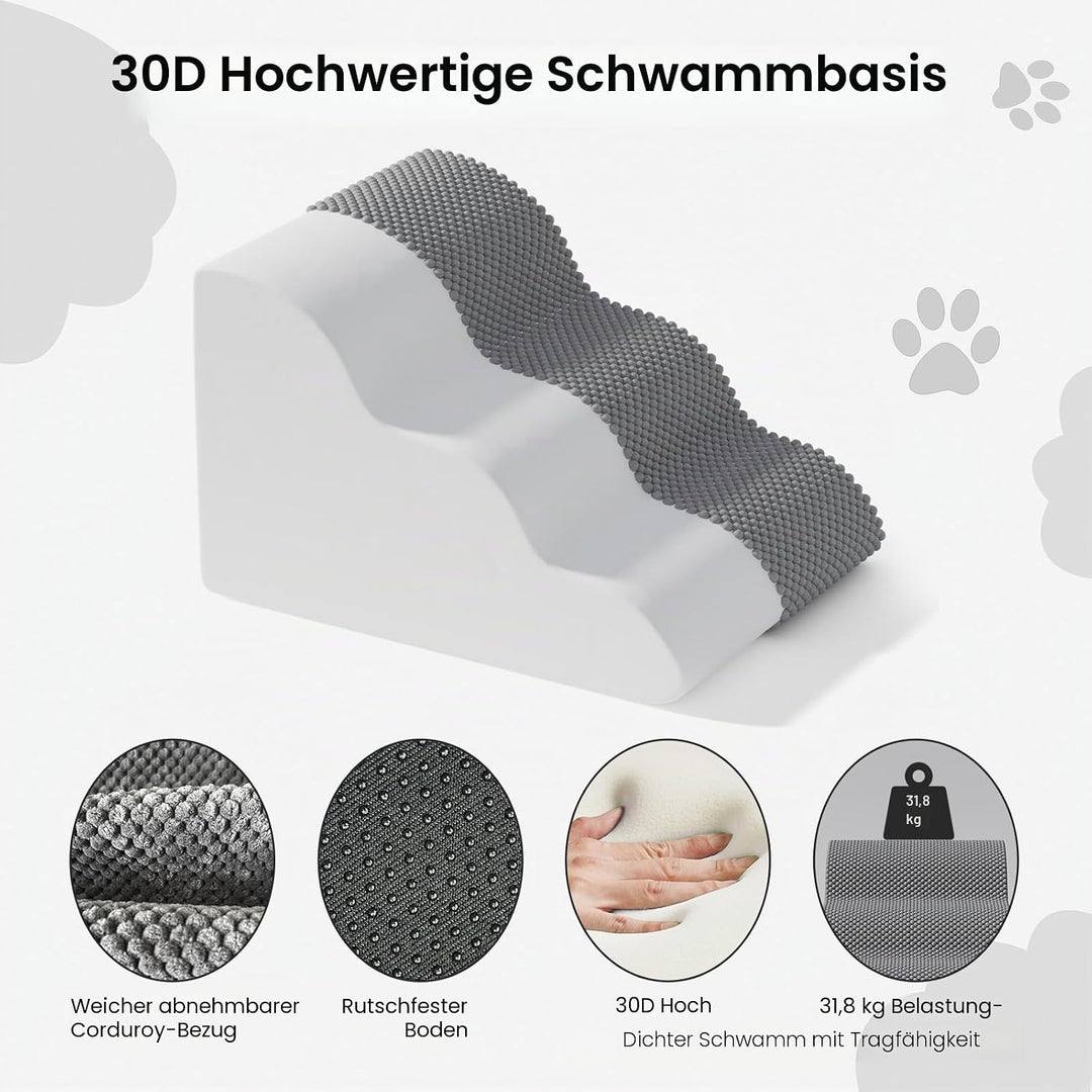 Haustiertreppe für kleine Hunde und Katzen, komfortables geschwungenes Design mit wasserdichter Abde