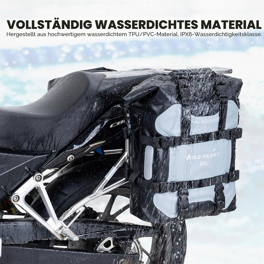 WILD HEART Motorrad Seitentasche Edelstahl Federung wasserdichte Tasche 20L/25L wasserdicht Pianner