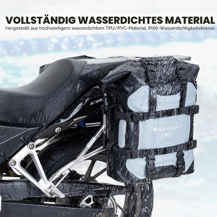 WILD HEART Motorrad Seitentasche Edelstahl Federung wasserdichte Tasche 20L/25L wasserdicht Pianner