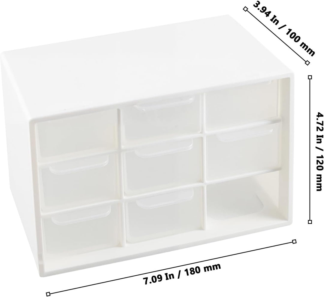 NAMYEUT 6 Stück Bastelbox Aufbewahrung mit 9 Schubladen, 18x12x10cm Mini Schubladenbox Weiss, Kleine