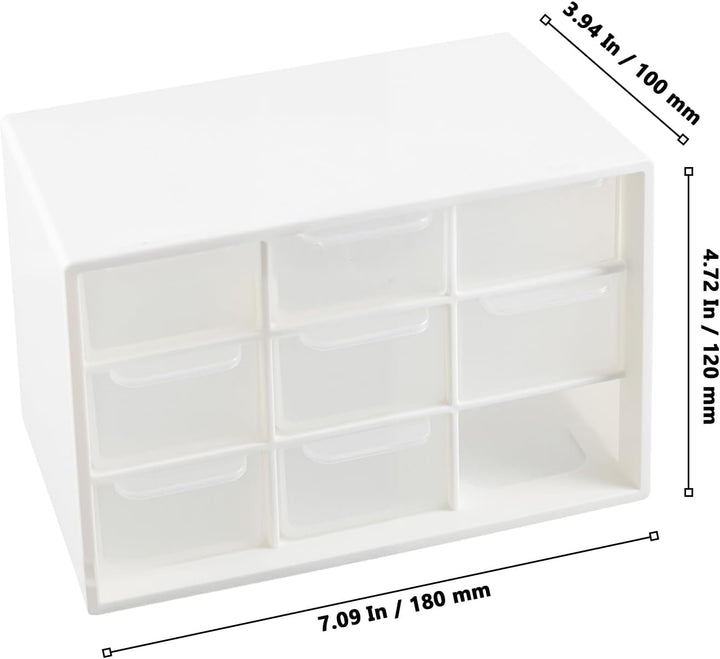NAMYEUT 6 Stück Bastelbox Aufbewahrung mit 9 Schubladen, 18x12x10cm Mini Schubladenbox Weiss, Kleine