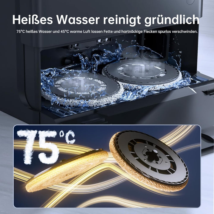 JONR X Serie 20000PA Saugroboter mit Wischfunktion - X1 MAX, Schwarz. | 75°C Warmwasser-Selbstreinig