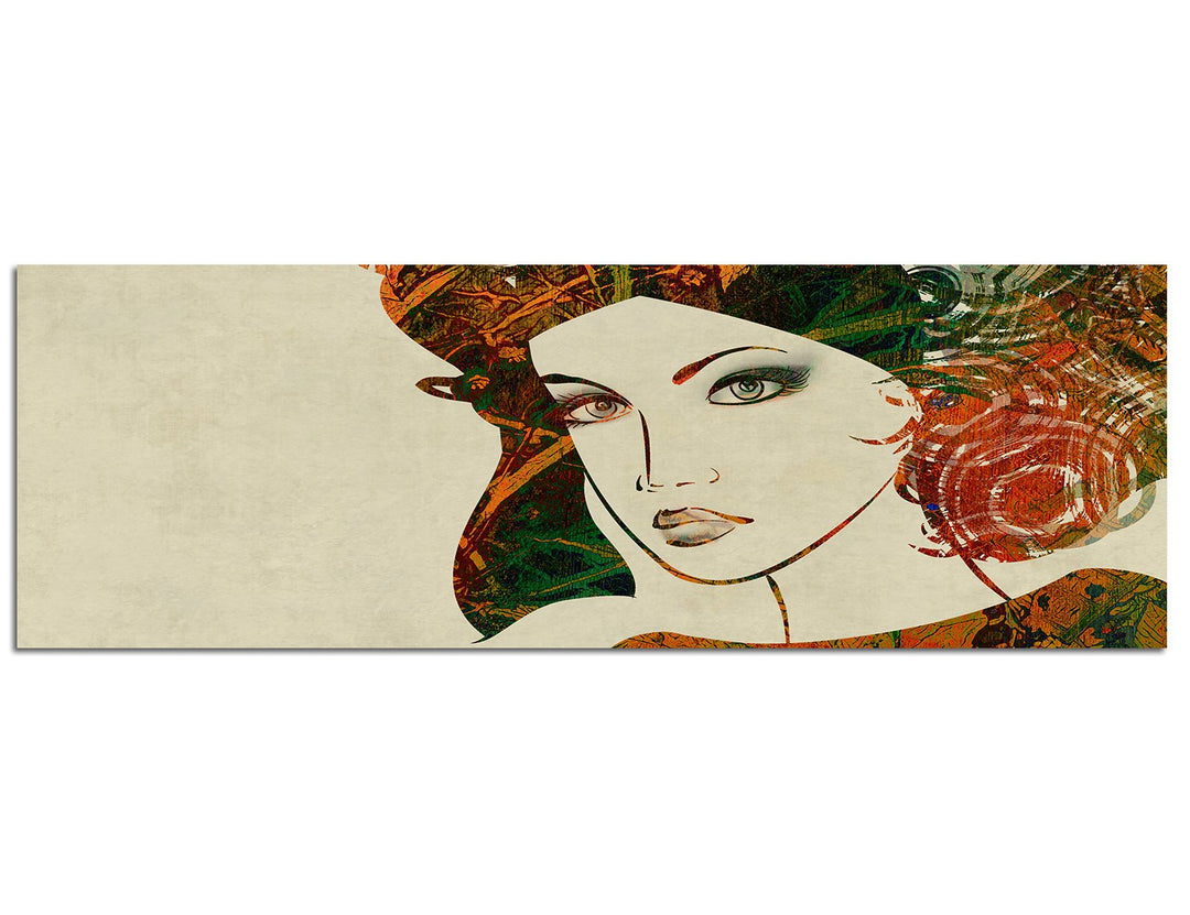 Paul Sinus Art Panoramabild auf Leinwand und Keilrahmen 120x40cm Gemälde Mädchen Gesicht Portrait