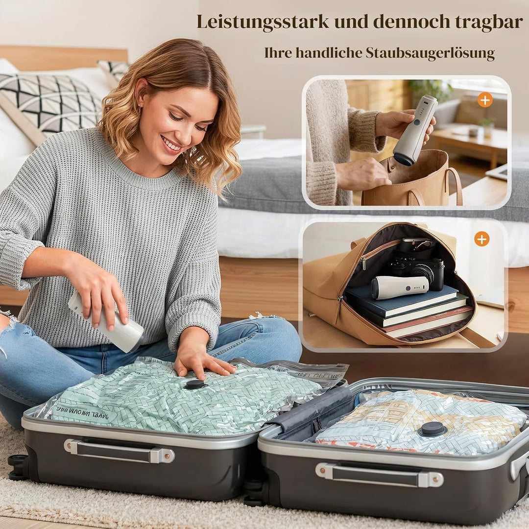 Vakuumbeutel für Kleidung mit Kabelloser Vakuumpumpe, 9 Stück Grau und Weiss 11, Grau und Weiss 11