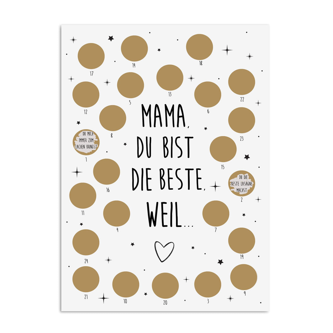 Adventskalender zum Rubbeln Weihnachtskalender (A4 Mama, Du bist die Beste), A4 Mama, Du bist die Be