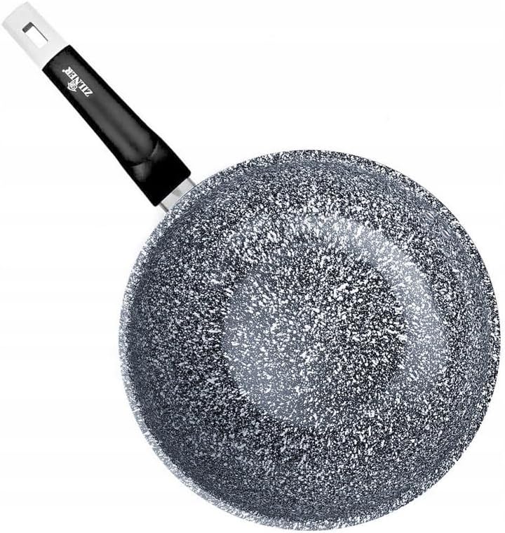 Wokpfanne 24 cm - Tiefe Pfanne mit Granit-Beschichtung - für alle Herdarten - für Asiatische Küche u