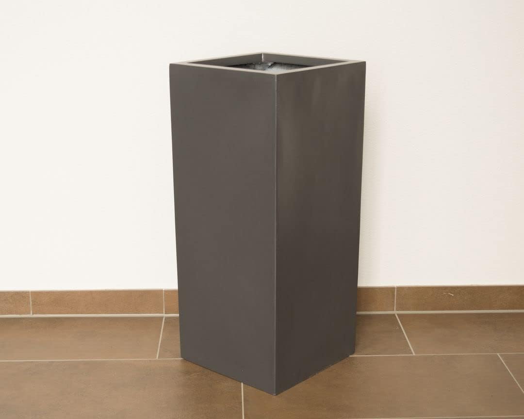 Elegant Einrichten Pflanzkübel Fiberglas säule 30x30x60cm anthrazit metallic