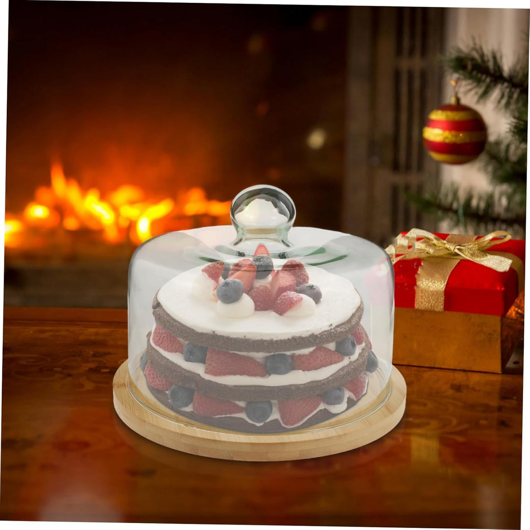 Cabilock Kunststoffschalen Kuchenstand Mit Glasglocke 1 Set Kuchen Dome Abdeckung mit Platte Dessert