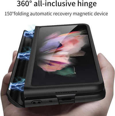 COQUE Galaxy Z Fold 3 5G Hülle, aufklappbare All-Inclusive-Hülle, Stylus Slot klappbare Handyhülle f