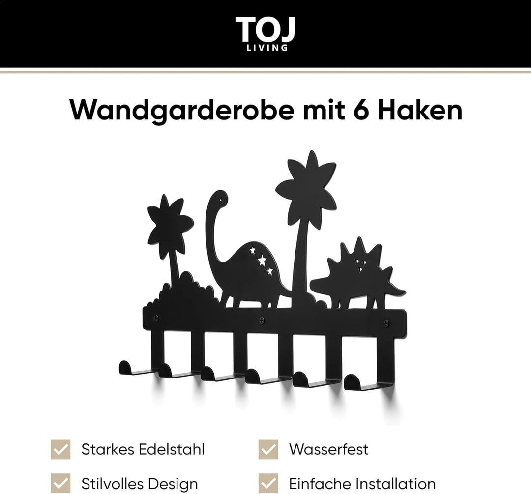 TOJ Living Kindergarderobe Pangea - 40CM - 6 Haken - Garderobe kinder - Wandgarderobe - Garderobenha