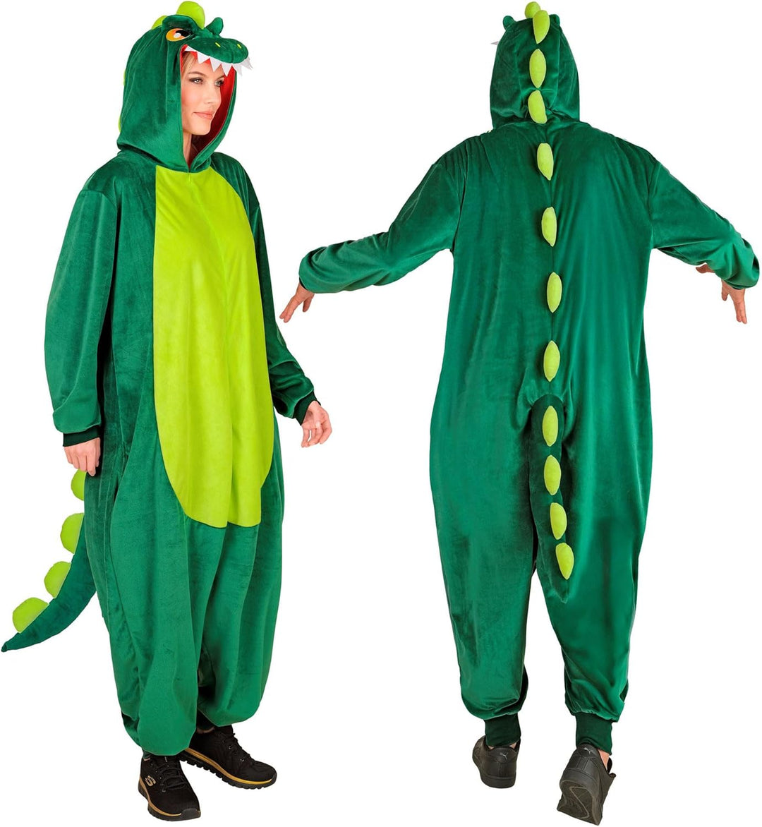 W WIDMANN MILANO Party Fashion - Tier Overall für Erwachsene, weicher Plüsch Jumpsuit mit Kapuze, Ti