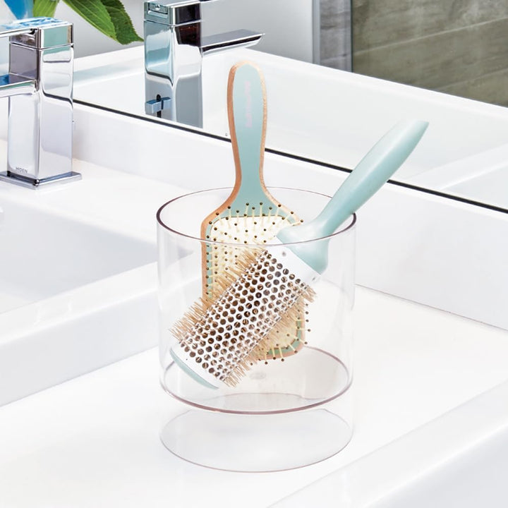 iDesign Clarity Aufbewahrungsbox für Haaraccessoires, Bad Aufbewahrung aus Kunststoff mit zwei Fäche