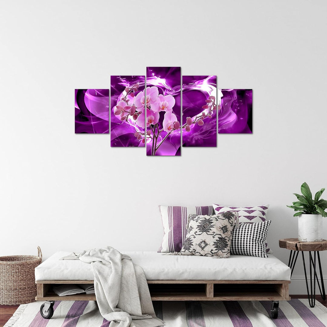 Runa Art Bild Wohnzimmer Schlafzimmer Blumen Orchidee 5 Teilig Abstrakt Violett Lila Wandbilder auf