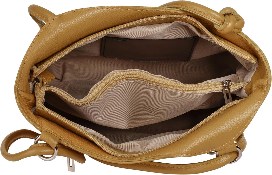 Cluty Shopper Rucksack Kombination Echt Leder Damen - 016715 Gelb, Gelb