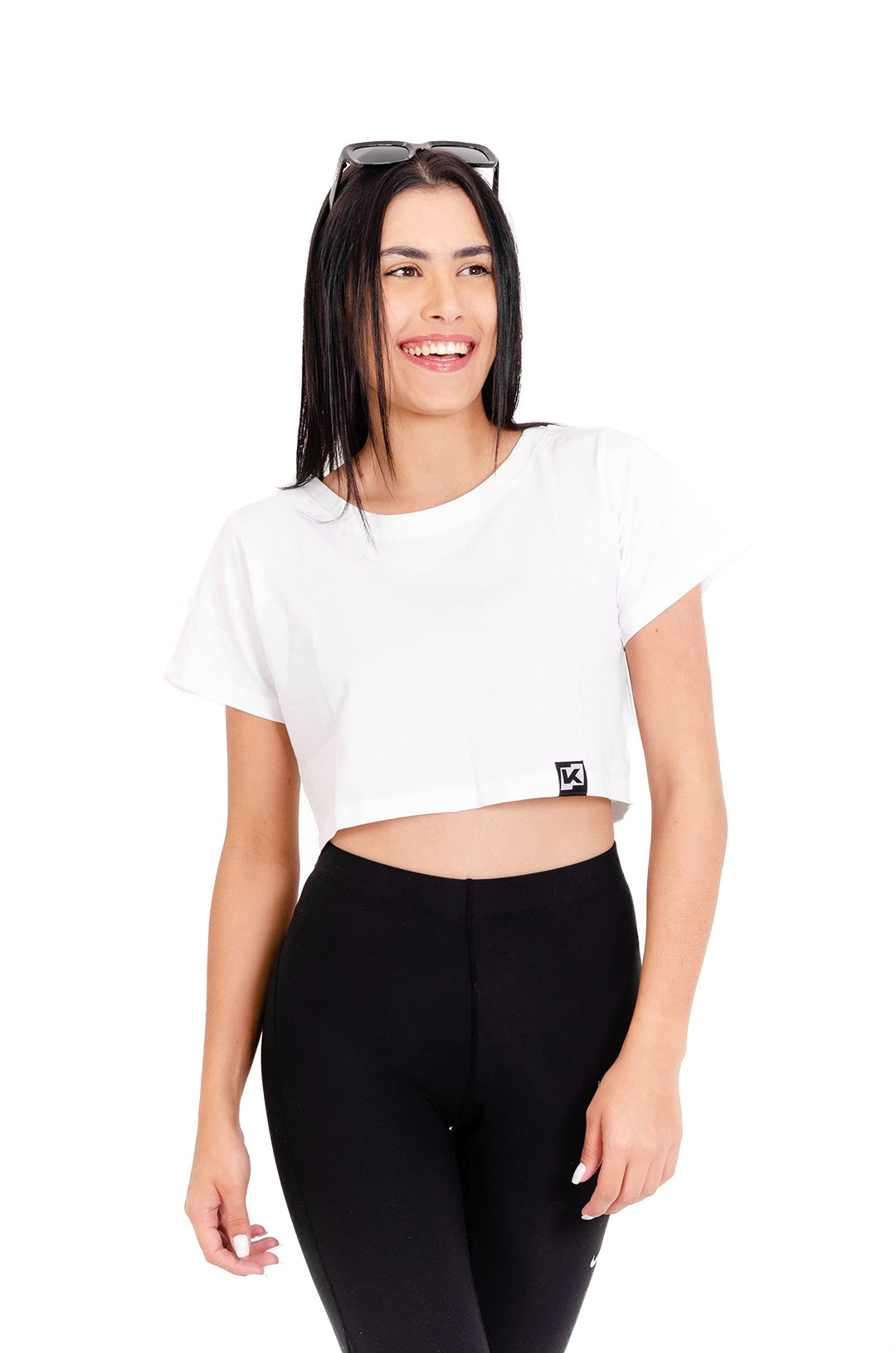 K-BRIGHT Damen Crop Top Kurzarm Basic Nachhaltig Bio Baumwolle Freizeit Sportoberteil Essential Shir