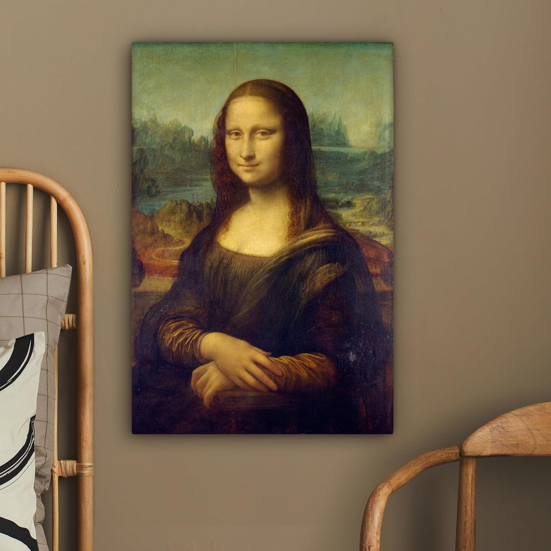 MuchoWow Leinwand Bilder, Einzigartige Wanddeko mit Rahmen, Mona Lisa - Leonardo da Vinci, Wandbilde