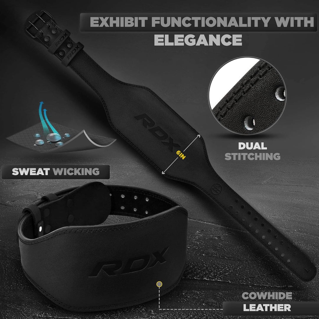 RDX Gewichthebergürtel Leder 4” und 6”, 10 Verstellbar Löcher Trainingsgürtel Schnalle, Powerlifitin