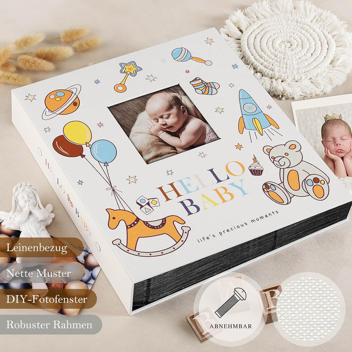 Lanpn Baby Fotoalbum 10x15 600 Fotos, Grosses Fotoalbum Einsteckalbum Babyalbum, Leinen Einstecken E