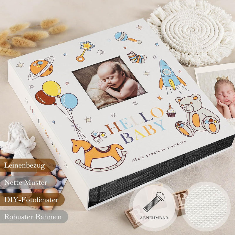 Lanpn Baby Fotoalbum 10x15 600 Fotos, Grosses Fotoalbum Einsteckalbum Babyalbum, Leinen Einstecken E