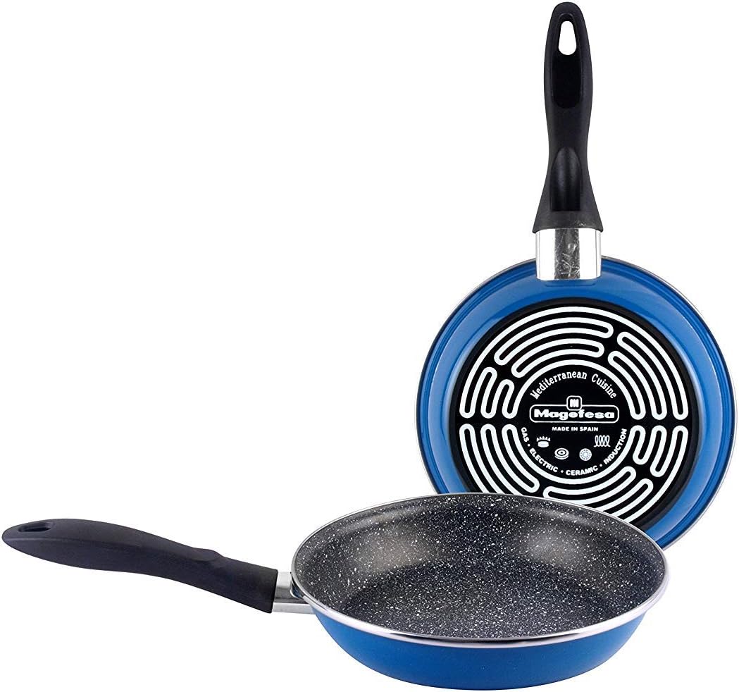 Magefesa K2 Pfannenset mit Antihaftbeschichtung, mehrschichtig, Steinoptik, Blau, 20 x 24 cm (2 Stüc