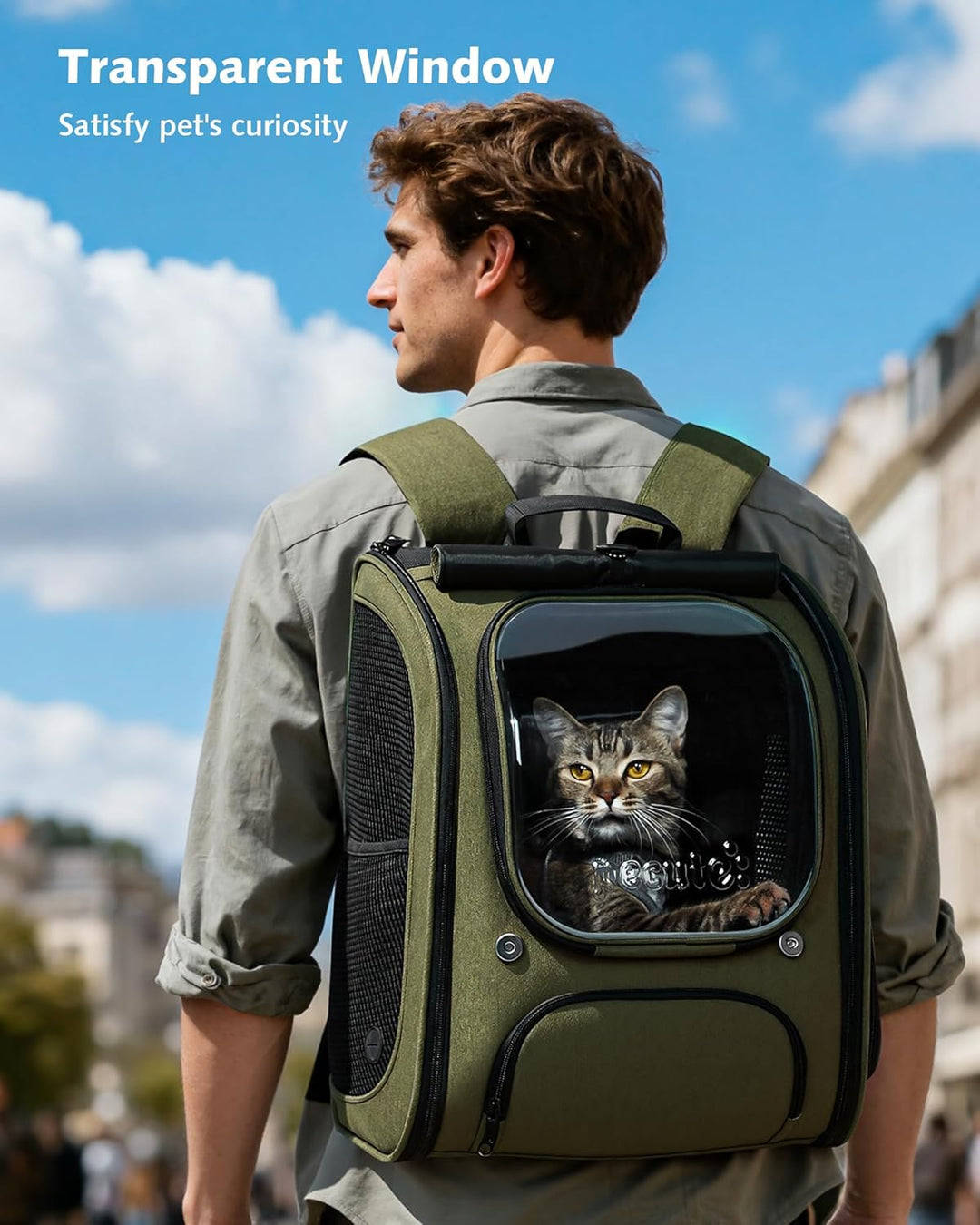 pecute Katzenrucksack Erweiterbar Bubble Haustier Rucksack mit Netzfenster, Tragbare und Faltbare Ka