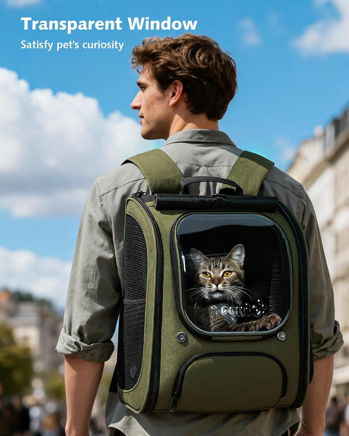 pecute Katzenrucksack Erweiterbar Bubble Haustier Rucksack mit Netzfenster, Tragbare und Faltbare Ka
