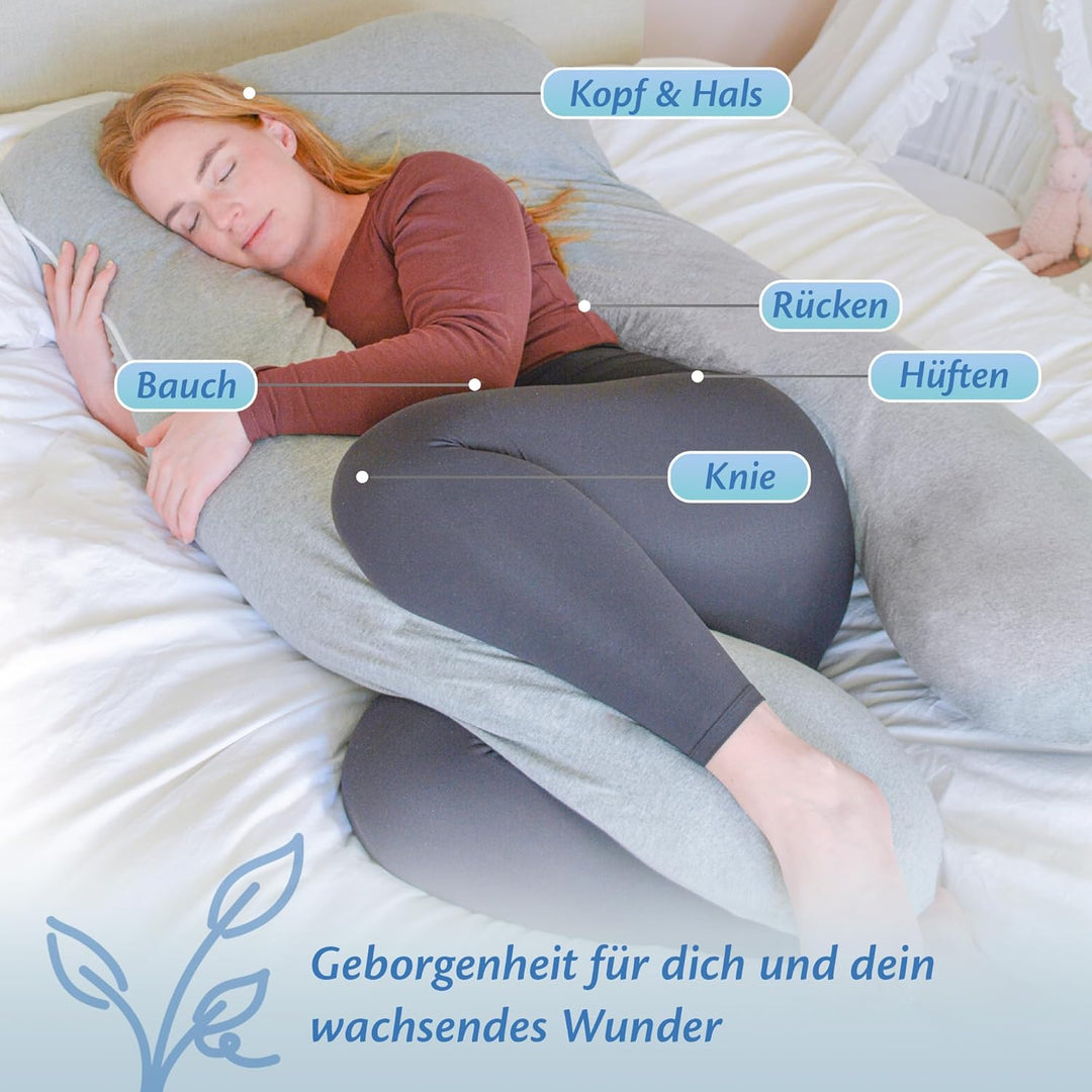 Ella Schwangerschaftskissen, U-förmiges Seitenschläferkissen, U-Kissen, Stillkissen mit waschbarem B