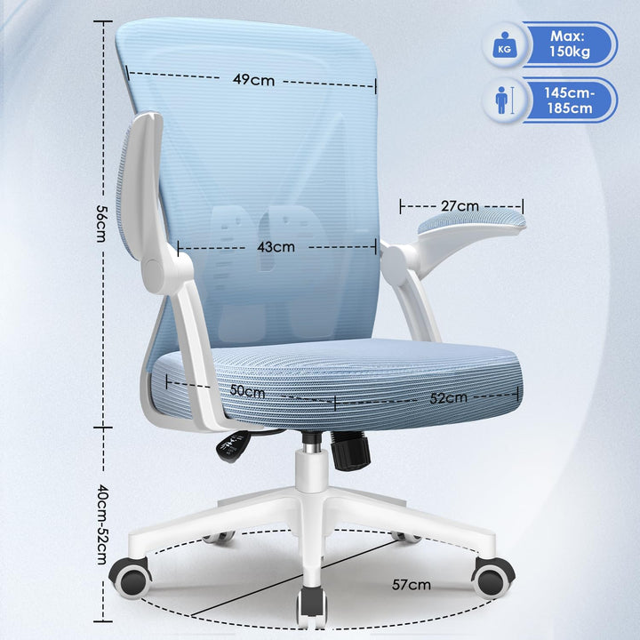 Hinonde Bürostuhl, Ergonomischer Schreibtischstuhl mit Lendenwirbelstütze, Bürostuhl Ergonomisch Tes