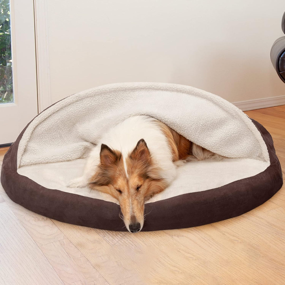 Furhaven Orthopädisches Hundebett für grosse Hunde, rund, mit abnehmbarem, waschbarem Bezug, für Hun