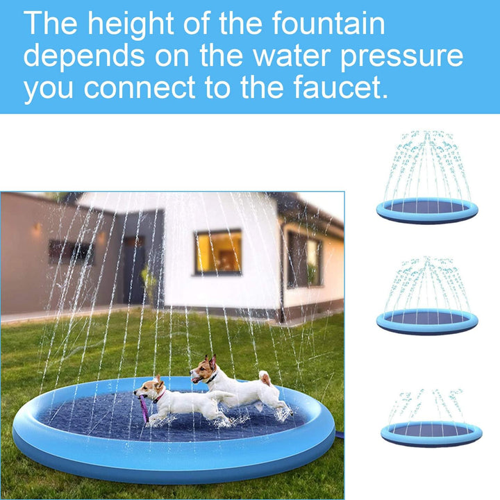 Planschbecken für Haustiere und Kinder, 150 cm Sprinkler- und Spritzwasser-Spielmatte,Hunde Planschb