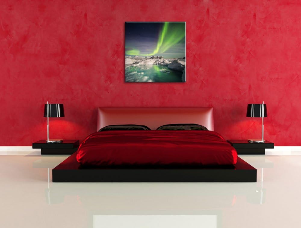 gewaltiges Polarlicht, Format: 70x70 auf Leinwand, XXL riesige Bilder fertig gerahmt mit Keilrahmen,
