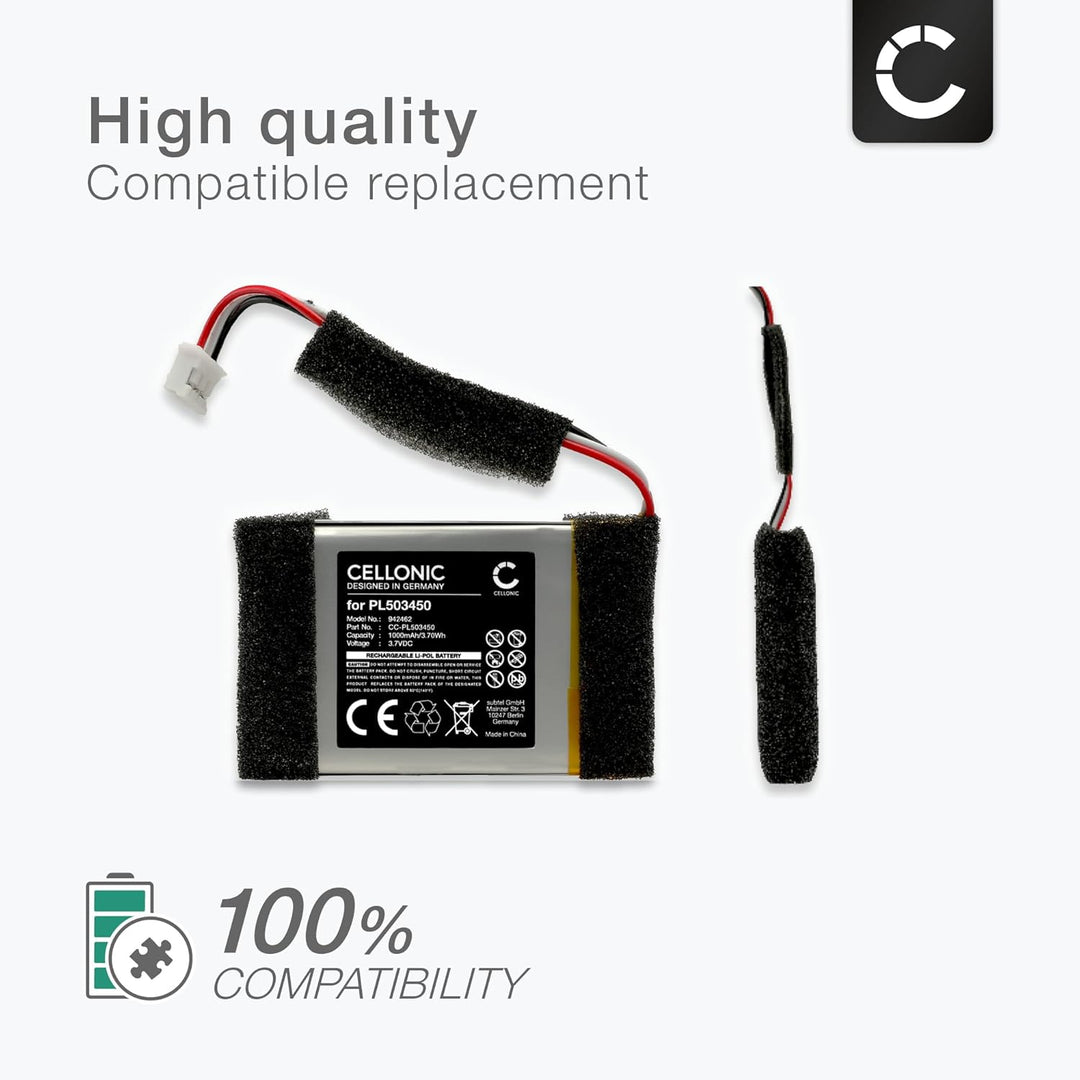 CELLONIC, Akku für Headset kompatibel mit Razer Nari Ultimate (1000mAh, 3.7V) Ersatzakku PL503450