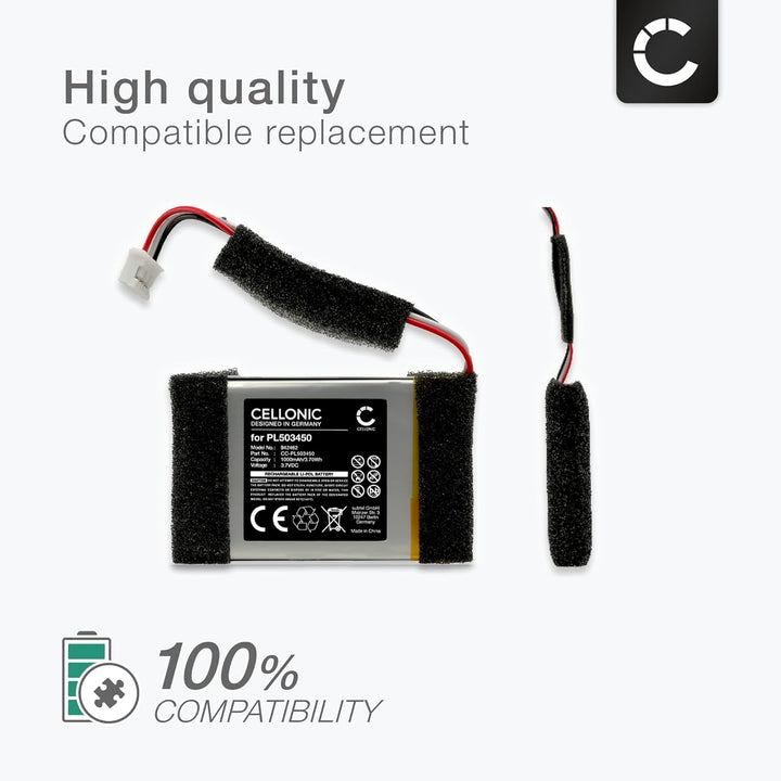 CELLONIC, Akku für Headset kompatibel mit Razer Nari Ultimate (1000mAh, 3.7V) Ersatzakku PL503450