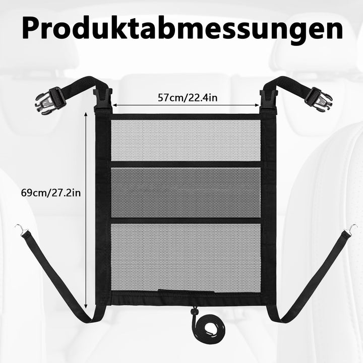 Auto Haustier Absperrnetz mit Aufbewahrungstasche, Universelles Trennnetz für Vordersitz und Rückban
