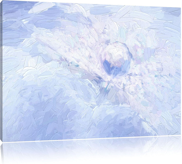 Pixxprint Tautropfen Pusteblume / 100x70cm Leinwandbild bespannt auf Holzrahmen/Wandbild Kunstdruck