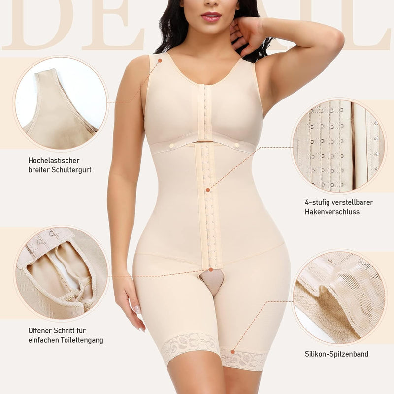 SHAPSHE Shapewear Damen Bauchweg Stark Formend Body Shaper Taillenformer Bodysuit Mieder Fajas Colom