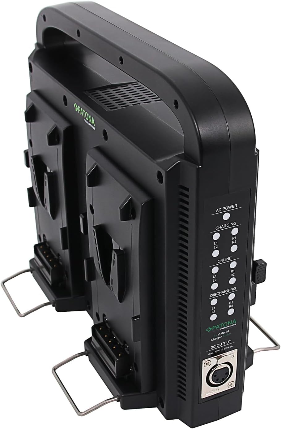 PATONA Premium V-Mount 4 Kanal smart Ladegerät (3A) mit 4-Pin XLR DC Kabel V-Mount 4 Kanal Lader, V-